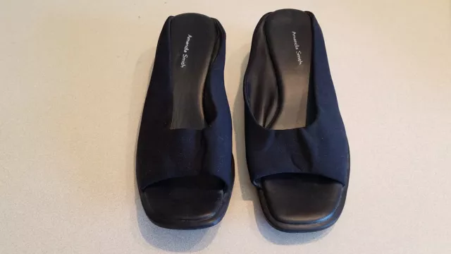 Amanda Smith Women's Size 8 Slide Sandals Slip On Mules Shoes Black Amanda Smith Women's Size 8 Slide Sandals Slip On Mules Shoes Black