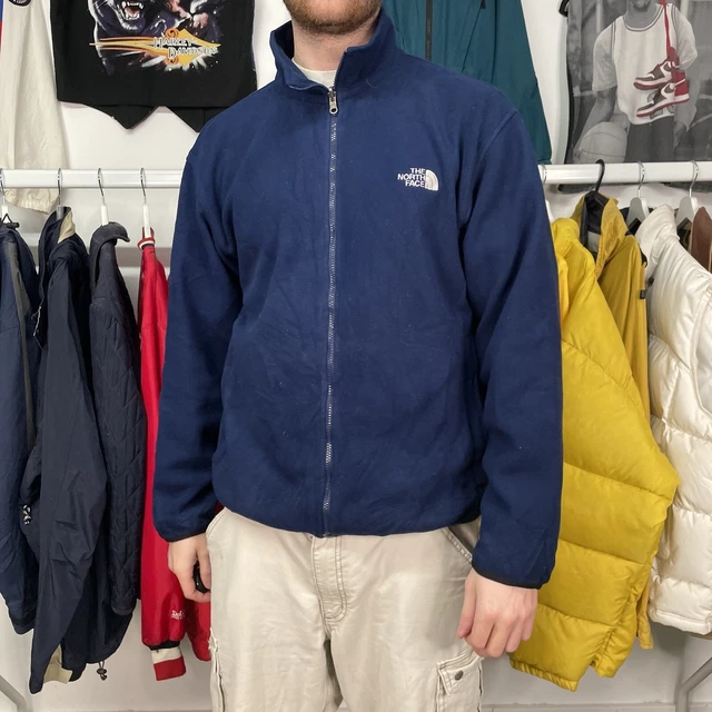 The North Face Fleece Full-Zip Winter Jacket, Navy Blue, Mens Large