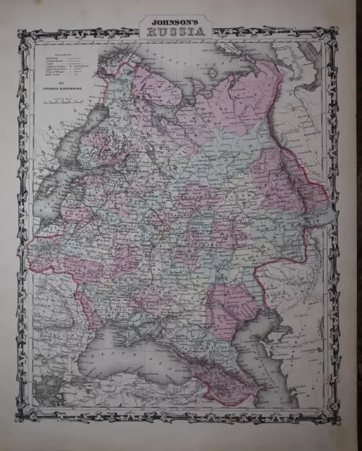 1863 Johnson's Atlas Map ~ RUSSIA - (14x18) ~Free S&H #760