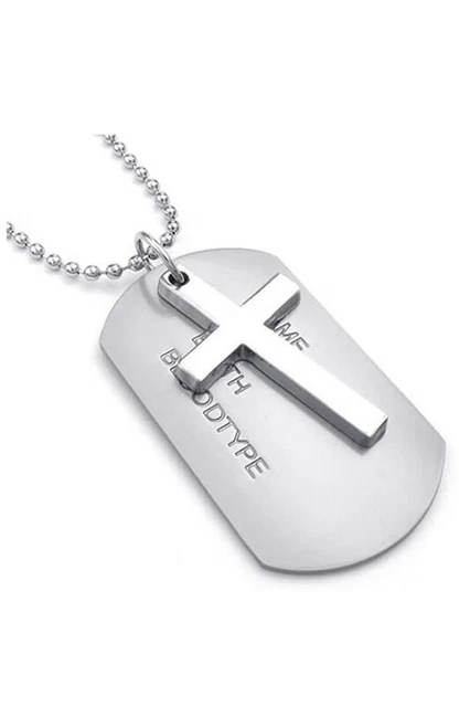Jewelry Men's Necklace, Army  Cross Tags Dog Tag Alloy Pendant with 68cm Chainh