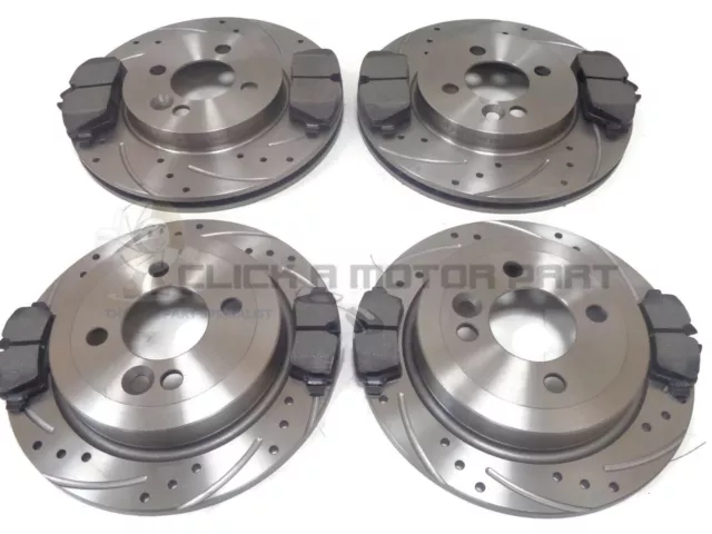Front & Rear Drilled Grooved Brake Discs And Pads For Mini R56 One Cooper 1.6