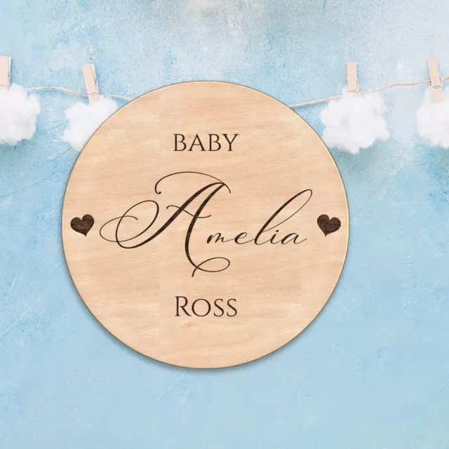 Personalised New Born Announcement Plaque Social Media Prop Wooden Keepsake Gift