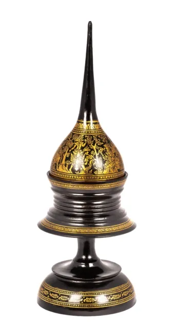 19th Century Antique Burmese Shwe Zawa Lacquerware Offering Stupa - 41cm/16” 2