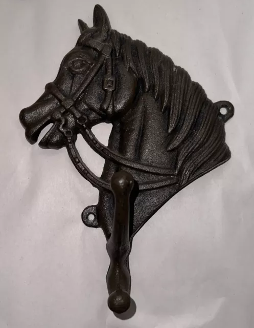 Cast Iron Horse Wall Mount Coat Tack Hook Western Farmhouse Barn Decor Hanger