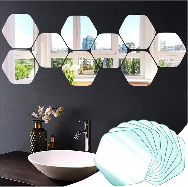 Piastrelle Specchio Autoadesive Per Parete - Vetro Alta Qualit&agrave;, Decorazione Moderna Per Bagno E Casa