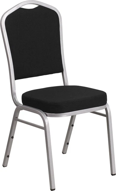 10 PACK Banquet Chair Black Fabric Restaurant Chair Crown Back Stacking Chair