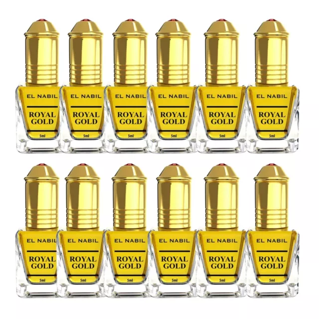 El Nabil 12 Stück Royal Gold 5 ml Misk Musk Musc Moschus Parfümöl für Damen