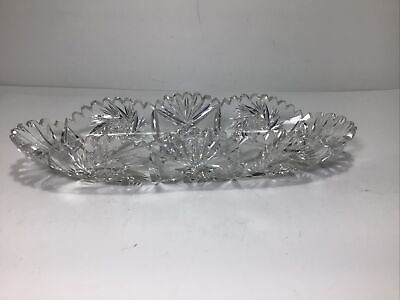 Antique ABP Cut Glass American Brilliant Period Crystal Celery Dish Tray 12 Long