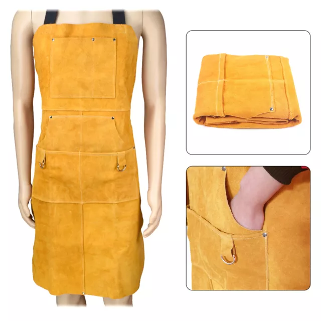 Leather Welding Apron with Multiple Pockets Heavy Duty Tools Shop Work Apron NEW