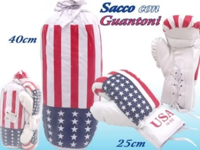 Guanti Guantoni Box Boxe Pugile Bambino Sacco Pugilato Bandiera Americana dfh