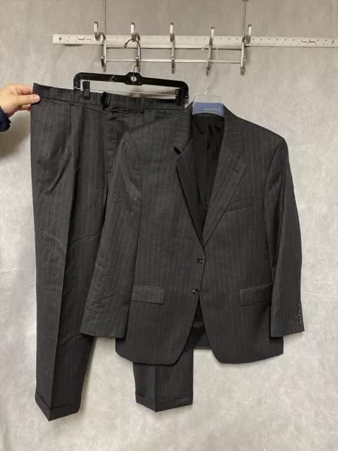 Ralph Lauren Suit Men 40R Gray Striped 2 Button Wool Office 34 X30 Pants Luxury