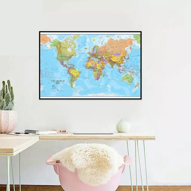 World Map Atlas Political Maps Detailed Educational Poster Wall Art Prints A1 A2