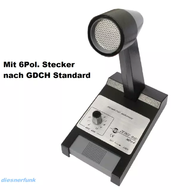 Original ZETAGI MB +4 Standmikrofon mit Verstärker CB Funk Amateurfunk 6Pol.