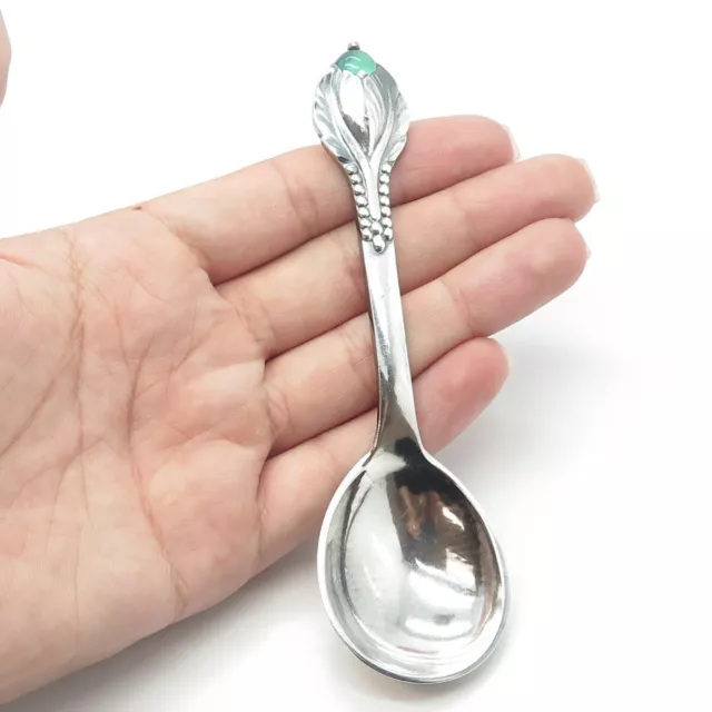 925 Sterling Silver Antique Art Deco Evald Nielsen Denmark Real Chalcedony Spoon