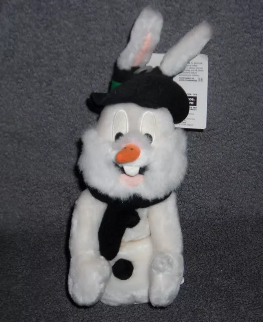 Warner Brothers Studio Store Bugs Bunny Christmas Snowman 9" Plush Bean Bag Toy