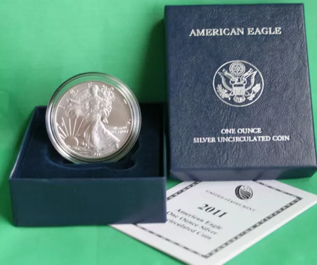 2011 W BU American Silver Eagle Dollar Burnished ASE Coin with Box and COA