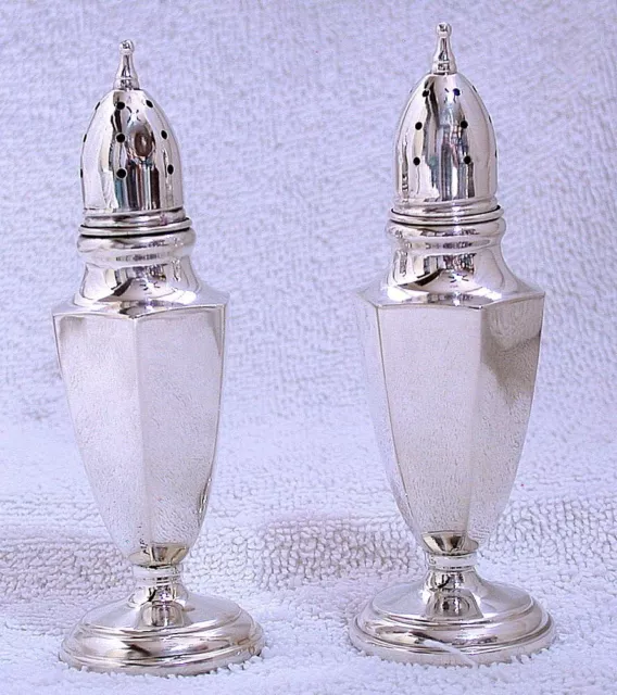 Vintage 4 3/5 Inch Sterling Salt Pepper Shakers  M  163 Hallmark AS23/32824