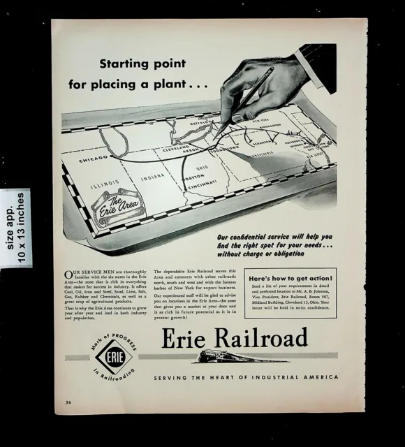 1949 Erie Railroad Industrial Plant Steel Vintage Print Ad 26872
