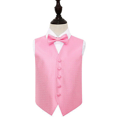 Baby Pink Greek Key Patterned Boys Wedding Waistcoat & Bow Tie Set by DQT
