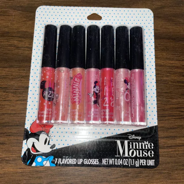 Disney Parks Minnie Mouse Set Of 7 Flavored Lip Gloss Shades Of Pink New In Box