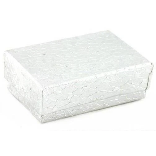 Silver Cotton Filled Jewelry Display Gift Box 1 7/8" x 1 1/4"