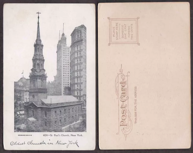 Old New York City Postcard - St. Paul`s Church