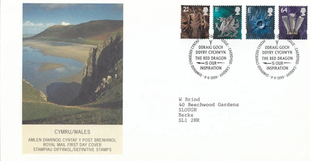(102638) Wales 64p E 1st 2nd Definitives GB FDC Cardiff 1999