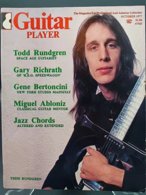 GUITAR PLAYER MAGAZINE OCT 77  Todd Rundgren  Gary Richrath Vintage Gear Ads