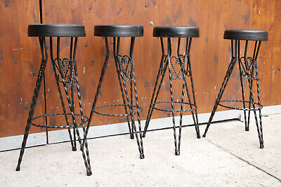 60er Vintage 4x BAR Stool Designer Chair Stool Chair Barstool Brutalist 60s 2