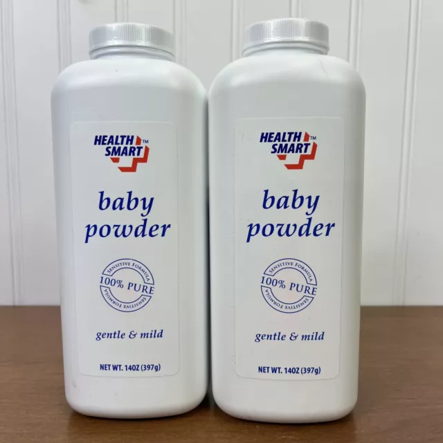 (2) Health Smart Baby Powder 100% Pure Sensitive Formula WITH TALC 14 oz Gentle