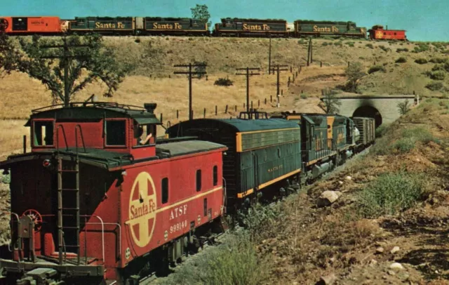 Pushing And Pulling Trains Tehachapi California 1967 Vintage Postcard Upposted
