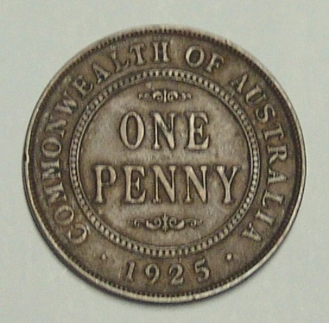 1925 Penny, scarce date, overall, Good Fine. (gF)