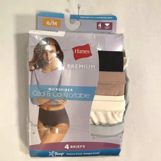 HANES 4PK BRIEFS Underwear Womens 6/M Premium Microfiber Cool & Comfortable  $12.99 - PicClick