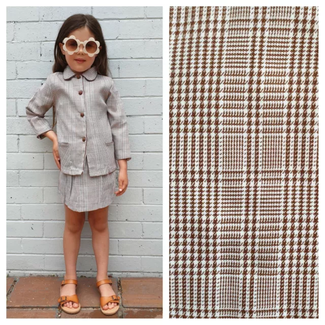 Vintage 60S Deadstock Set Prince Wales Check Suit Jacket Skirt Approx 5-6 Years