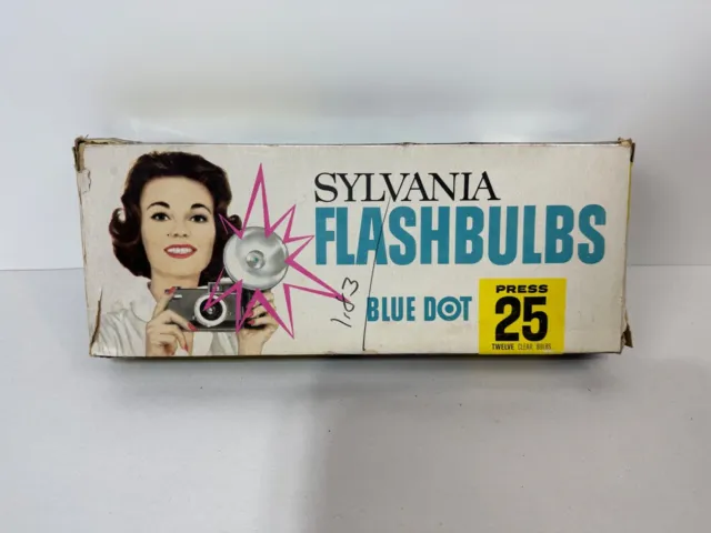 Sylvania Blue Dot - Prensa 25 - Bombillas vintage para cámara sin usar - Caja de 12