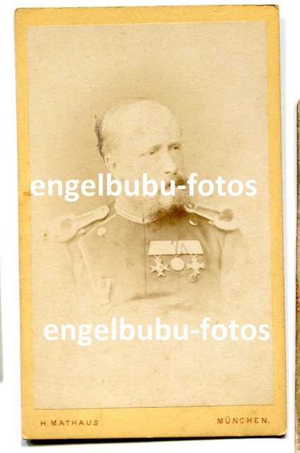 PORTRAIT-FOTO - CDV - Bayer. Offizier mit ORDENSPANGE und Eisernen Kreuz "1870"