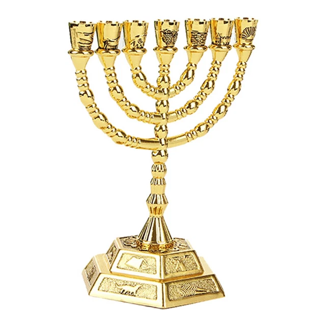 Golden Jewish Portacandele Religioni Candelabri Hanukkah Candelieri E1T2