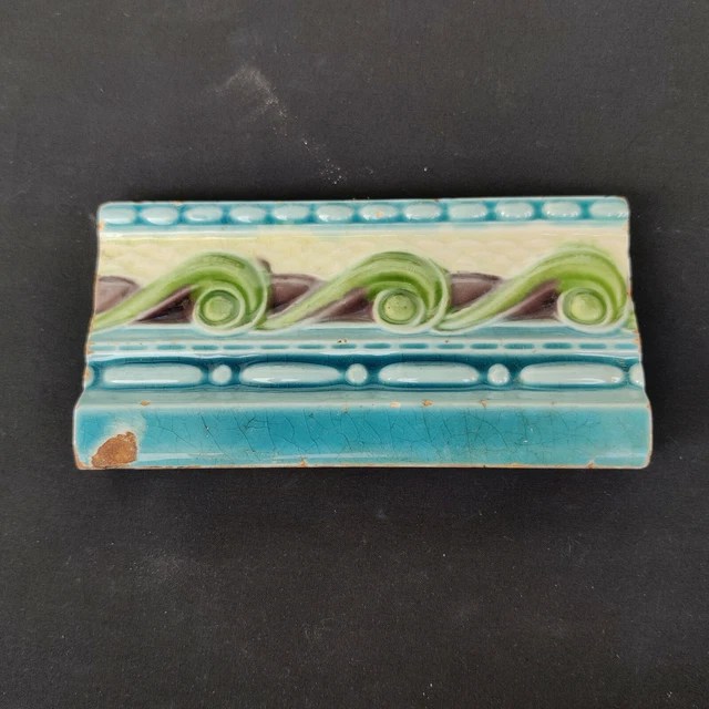 1940s Vintage 6 x 6 Architecture Furniture Tile Majolica Art Nouveau England