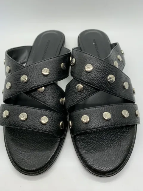 Rebecca Minkoff Susie Studded Slide Sandals Black & Silver Studs  Size 7M