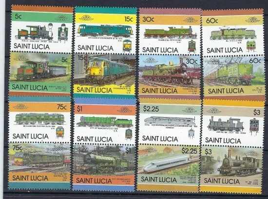 St Lucia 804-14 MNH 1986 Locomotives (mm1155)
