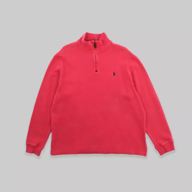 Vintage Ralph Lauren Quarter-Zip Sweatshirt Pink Large