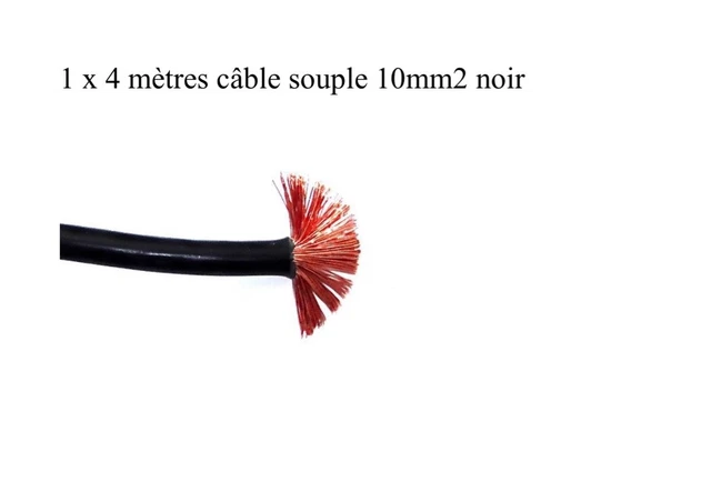 câble électrique batterie souple 10 mm2 noir 4 mètres