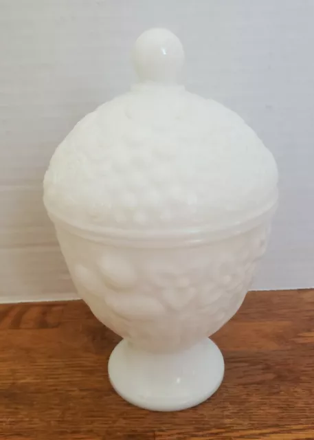 Vintage Avon White Milk Glass Lidded Candle Holder Candy Dish