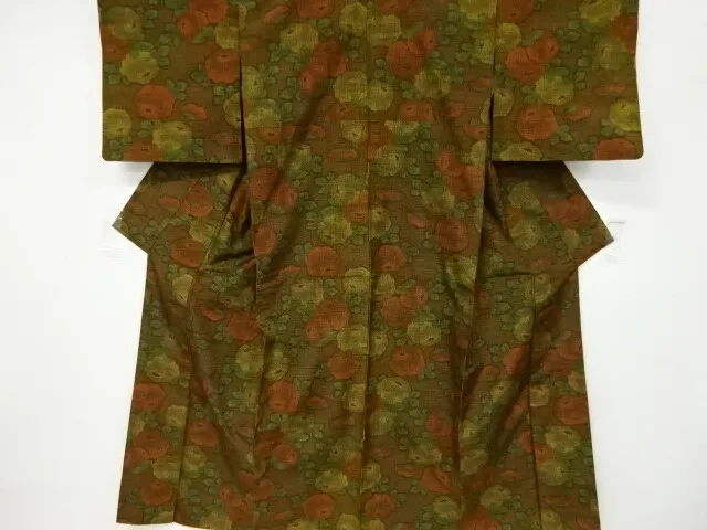 6734281: Japanese Kimono / Vintage Kimono / Tokamachi Tsumugi / Woven Kiku