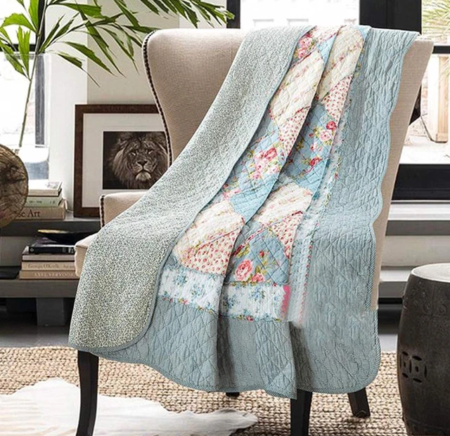 Vivilineneu Couvre Lit Matelassé Dessus de Couverture 127*152, Bleuciel