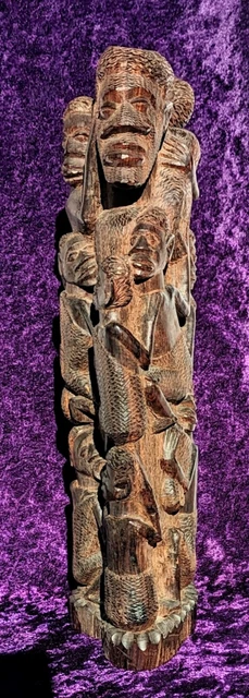 Makonde Tanzania Africa Mpingo "Tree of Life" Sculpture/ 12 Human Figures 13.5"