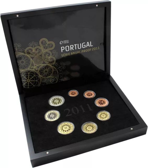 Portugal 1 Cent bis 2 Euro 2011 KMS Polierte Platte im Etui
