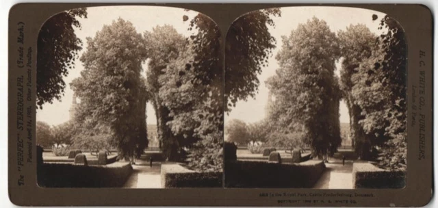 Stereo-Fotografie H.C. White & Co., London, Ansicht Hillerod, Schloss Frederiks