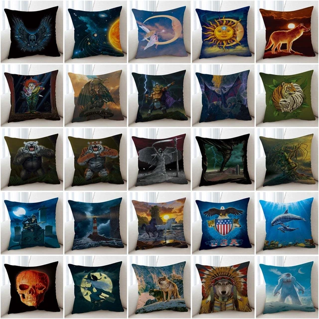 Cushion Covers 18x18" Cool Art Animals Scary Mens Guys Skull Lighthouse Monster