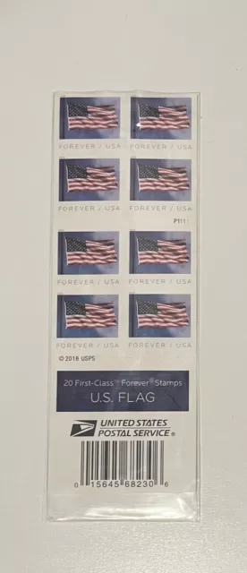 BOOKLET of 20 USPS U.S. Flags 2019 Self-Adhesive Forever Stamps 1x SHEET 1x PANE